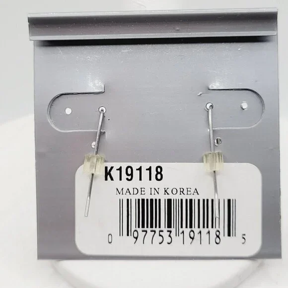 Amanda Smith Faux Gripoix Blue Glass Cabochon Drop Dangle Earrings Silver Tone - Picture 3 of 3